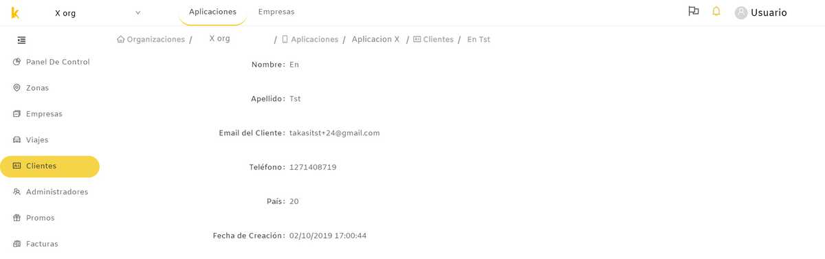 Takasi Detalles del Cliente