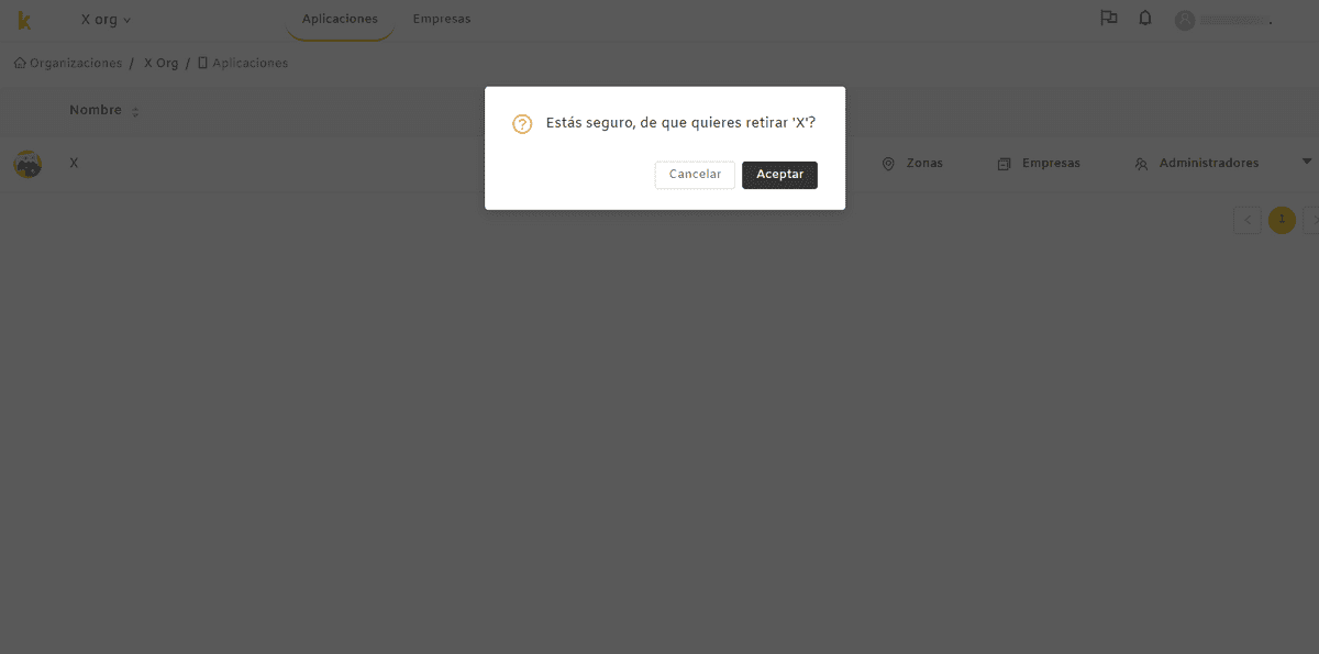 Takasi retirar aplicaciones