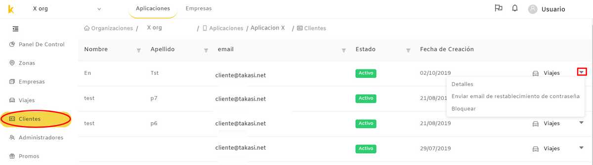 Takasi clientes