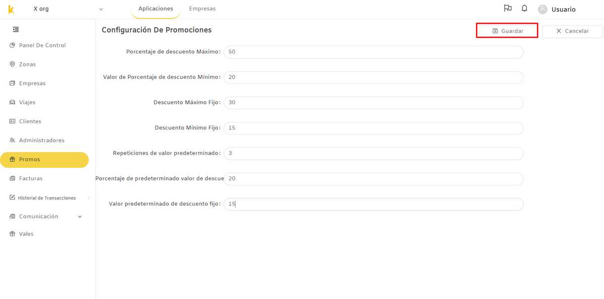 Takasi Configuraci n de Promos